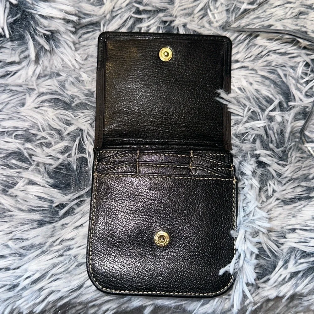**RARE** Vintage Loewe snake bone coffee black leather wallet / card holder